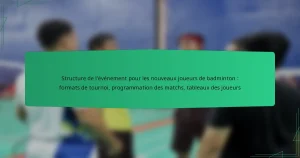 Structure de l’événement pour les nouveaux joueurs de badminton : formats de tournoi, programmation des matchs, tableaux des joueurs