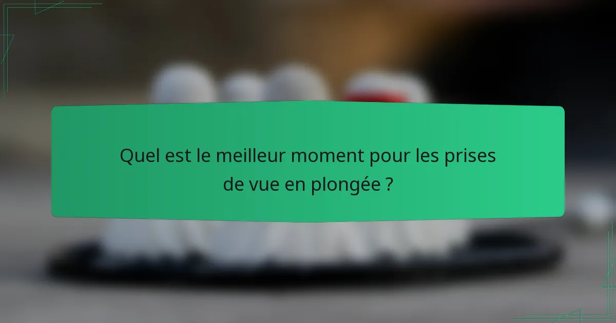 Quel est le meilleur moment pour les prises de vue en plongée ?