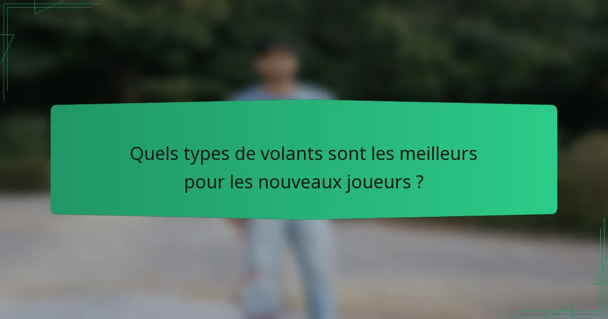 Quels types de volants sont les meilleurs pour les nouveaux joueurs ?